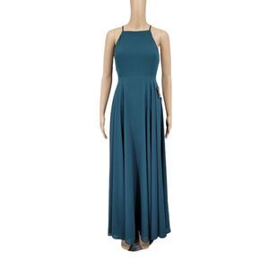 Lulus Mythical Kind of Love Teal Maxi Dress Criss-cross Straps Open Back Women's